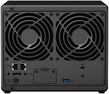 Synology DS923+ connected to a switch and laptop on a home network desk