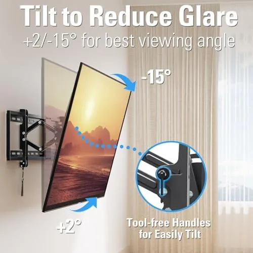 Close up of the steel wall plate and sliding arms of the TV mount