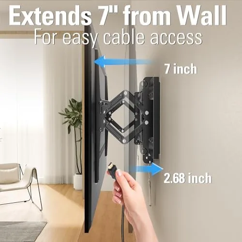 The tilt mechanism of the mount adjusted to angle the screen downward