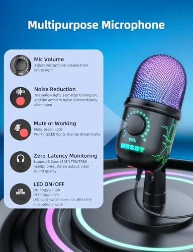 The USB Gaming Microphone for PC with Noise Reduction, Mute, Gain in real use
