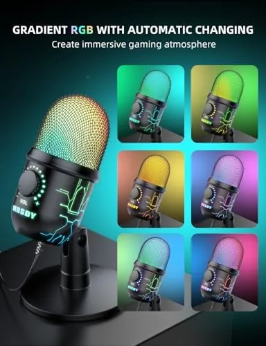 Another view of the USB Gaming Microphone for PC with Noise Reduction, Mute, Gain