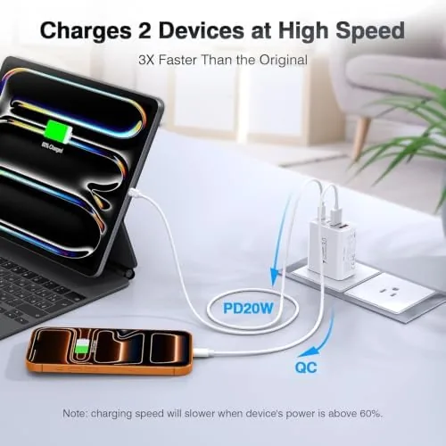 Detail shot of the [2-Pack] 40W USB C Charger Cube Fast Charging Block Multiport features