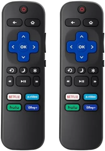 Two replacement Roku TV remotes side by side out of the box