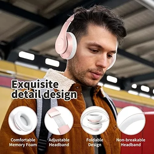The Uliptz Bluetooth Headphones Over Ear, Wireless HiFi Stereo Foldable Headset in real use