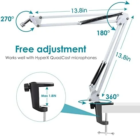 The White Mic Arm Compatible with HyperX QuadCast S - Premium in real use