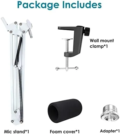 Another view of the White Mic Arm Compatible with HyperX QuadCast S - Premium