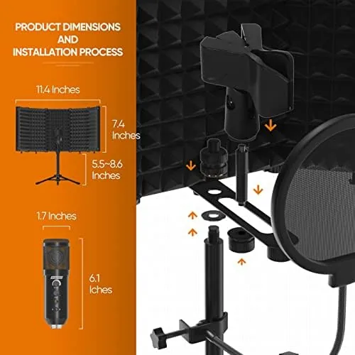 Another view of the Studio Recording Microphone Isolation Shield with Pop Filter and Metal
