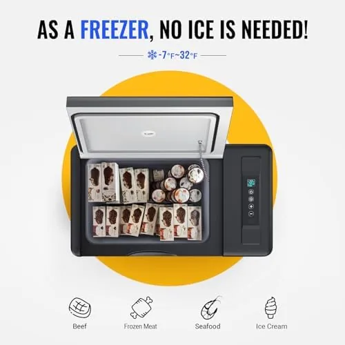 Digital display on the front of the fridge showing temperature