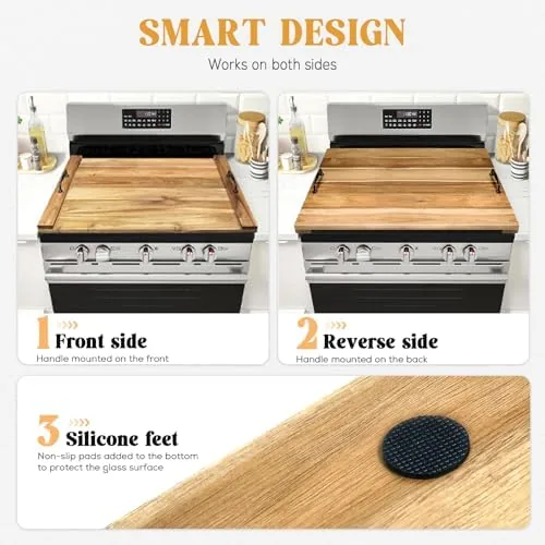Board on the stove next to a regular cutting board for comparison