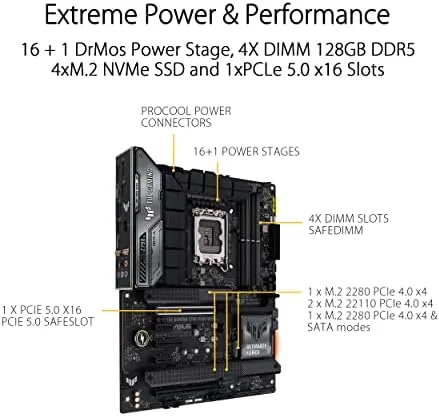 Completed PC build on the TUF Z790-Plus WiFi with GPU and CPU cooler installed