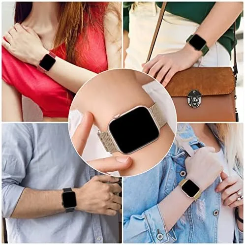 The silver mesh band worn at an evening event with the watch face glowing