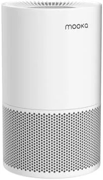 The MOOKA purifier next to a small desktop purifier to show the size difference