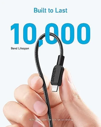 The Anker cable next to a braided premium cable and a thin budget cable