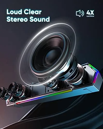 Close look at the LENRUE G11 Computer Speakers for Desktop, Touch Lights PC Speakers build quality