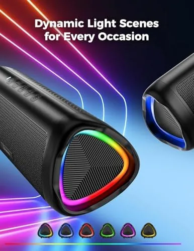 Detail shot of the Bluetooth Speaker, 20W HD Sound, Portable Wireless, IPX5 Waterproof, Up features