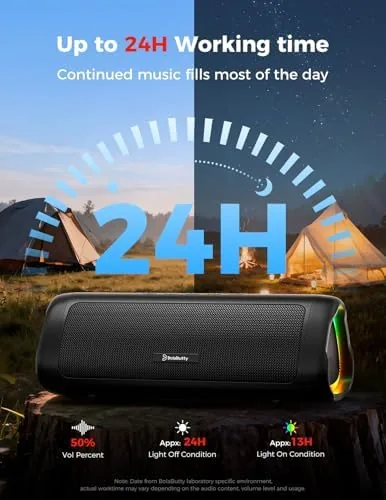 Another view of the Bluetooth Speaker, 20W HD Sound, Portable Wireless, IPX5 Waterproof, Up