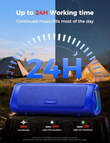 The 20W speaker compared beside a pocket mini speaker and a larger party speaker