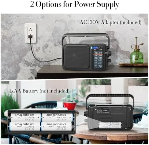 The YOWGULF AM FM Radio Portable Battery Operated or AC Power in real use