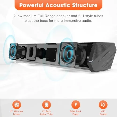 Close look at the Bestisan Sound Bars for TV, 16'/50W Small Soundbar for TV build quality