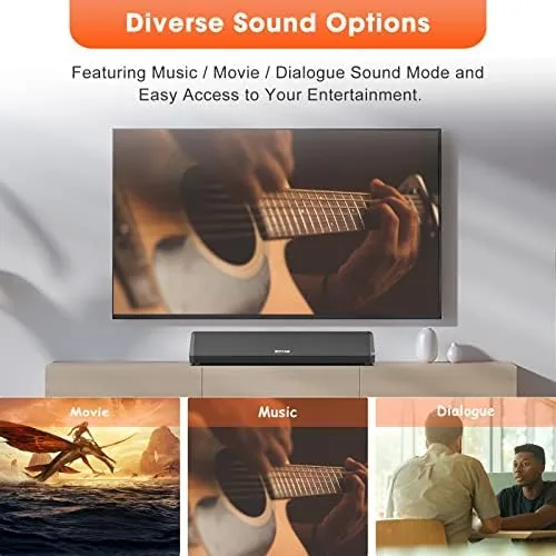 Detail shot of the Bestisan Sound Bars for TV, 16'/50W Small Soundbar for TV features