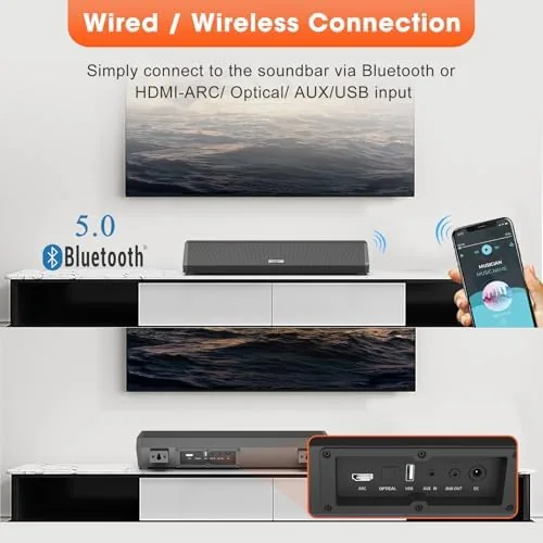 The Bestisan Sound Bars for TV, 16'/50W Small Soundbar for TV in real use
