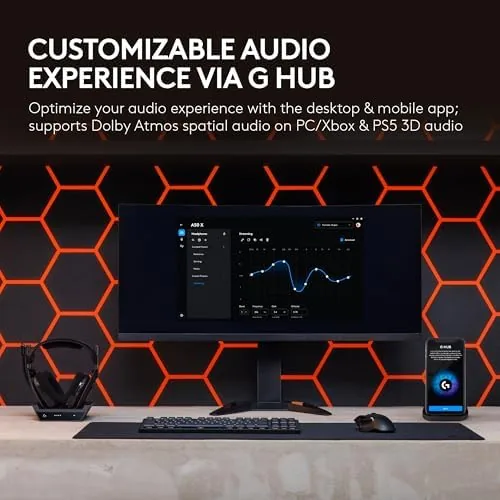 The Astro A50 X dock on a desk beside a PS5 and an Xbox