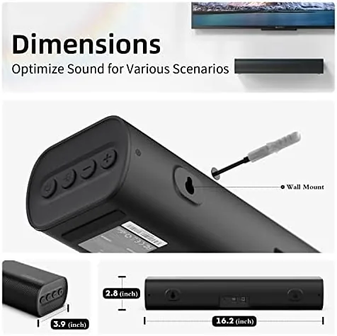 The Sound Bars for TV 16-inch, Cinematic TV Sound Bar with compared in context