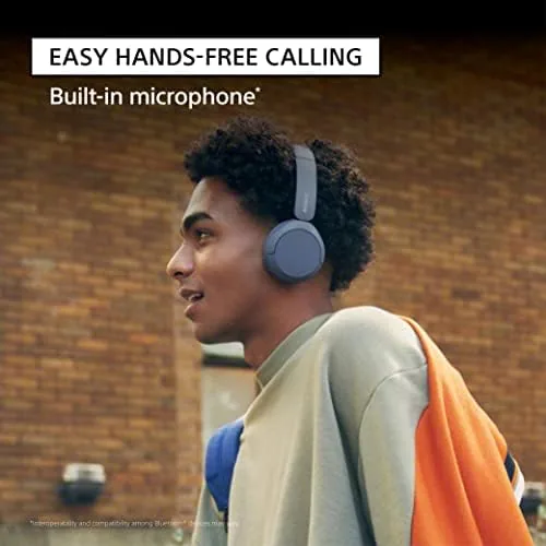 Person wearing the WH-CH520 headphones during a workday call