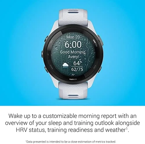 The Forerunner 265 on a wrist during an interval workout showing lap data