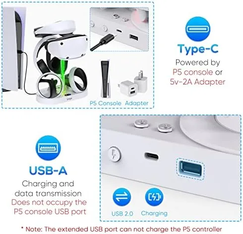The RGB charging station beside a plain dock and separate chargers