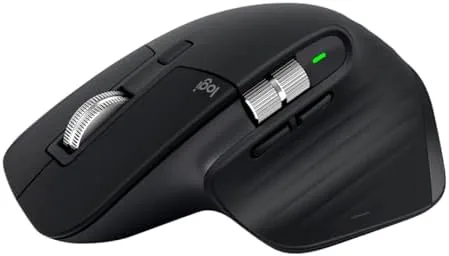 Close-up of the Logitech MX Master 3S scroll wheel and buttons