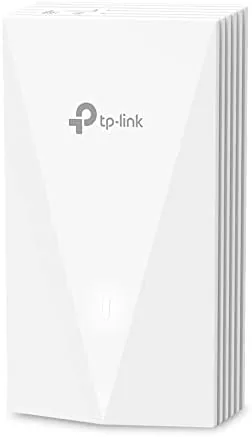 The Omada EAP655-Wall access point mounted flush to a white wall plate