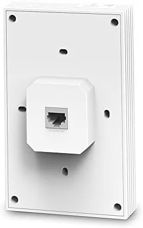 Close view of the EAP655-Wall showing the Gigabit PoE passthrough port on the plate