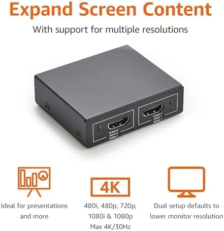 Close look at the Amazon Basics HDMI Splitter 1 in 2 Out for Dual build quality