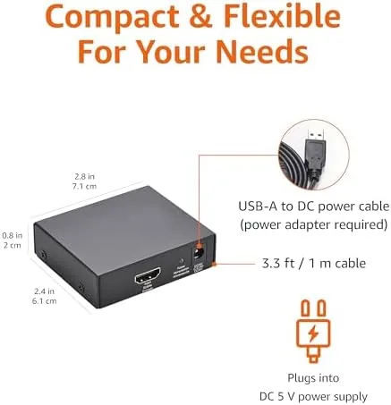 The Amazon Basics HDMI Splitter 1 in 2 Out for Dual in real use