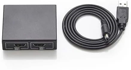 Another view of the Amazon Basics HDMI Splitter 1 in 2 Out for Dual