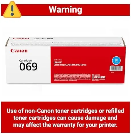 The Canon Genuine 069 Cyan Toner Cartridge Compatible with MF753Cdw, MF751Cdw, LBP674Cdw in real use