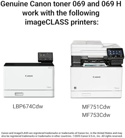 The Canon Genuine 069 Cyan Toner Cartridge Compatible with MF753Cdw, MF751Cdw, LBP674Cdw compared in context