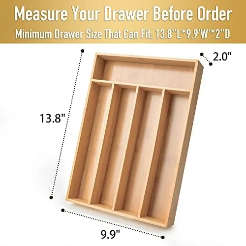 Close view of the five slots and natural bamboo surface of the tray