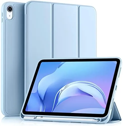 Akkerds Sky Blue iPad case closed on a table