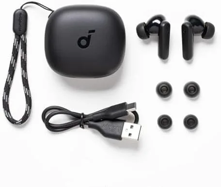 The Soundcore P20i unboxing with case, cable and tips