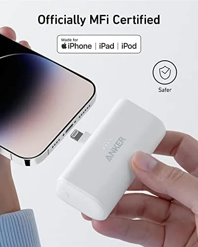 Close up of the MFi certified Lightning connector tucked into the charger edge