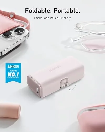 Anker Nano charger connected to an iPhone 14 showing charging status