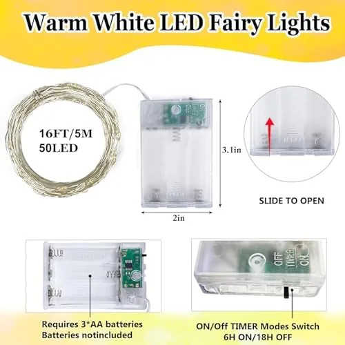 The 4 Pack Fairy Lights Battery Operated 16FT 50 LED String compared in context
