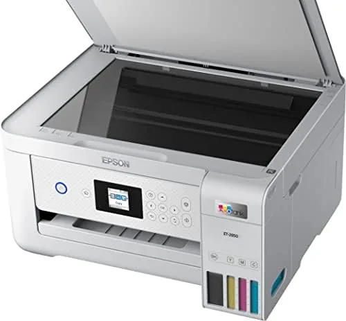 A stack of freshly printed photos and documents from the ET-2850