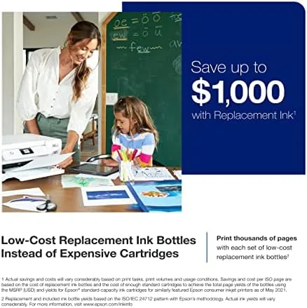 A family printing homework and photos on the ET-2850