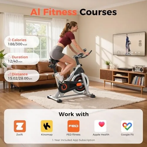 A home gym corner with the YOSUDA bike set up for daily training