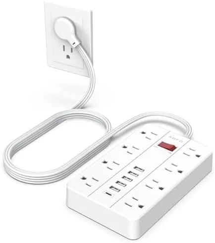 Overview of the Power Strip Surge Protector with 6 USB (1USB C)Ports,AOFO 10
