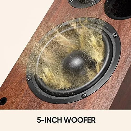 The Saiyin Bluetooth Bookshelf Speakers for Record Player, Powered Studio Monitor in real use