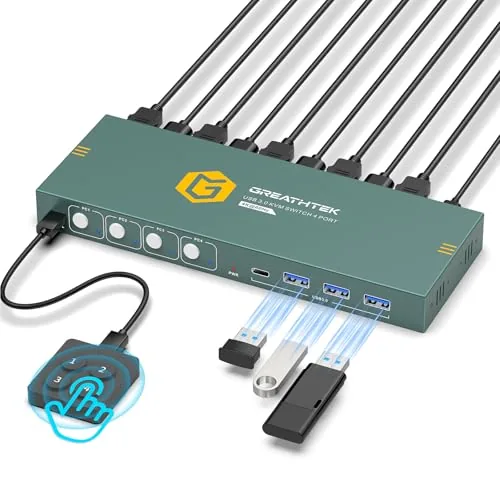 Overview of the USB3.0 KVM Switch HDMI 4K@60Hz for 4 Computers Share 1